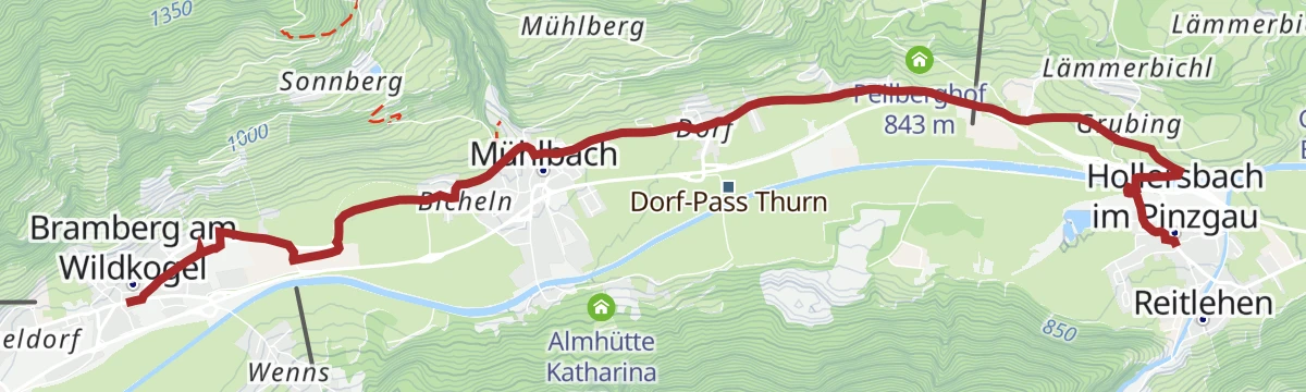 Route map: Hohe Tauern Panorama Trail Etappe 5: Alternativroute
